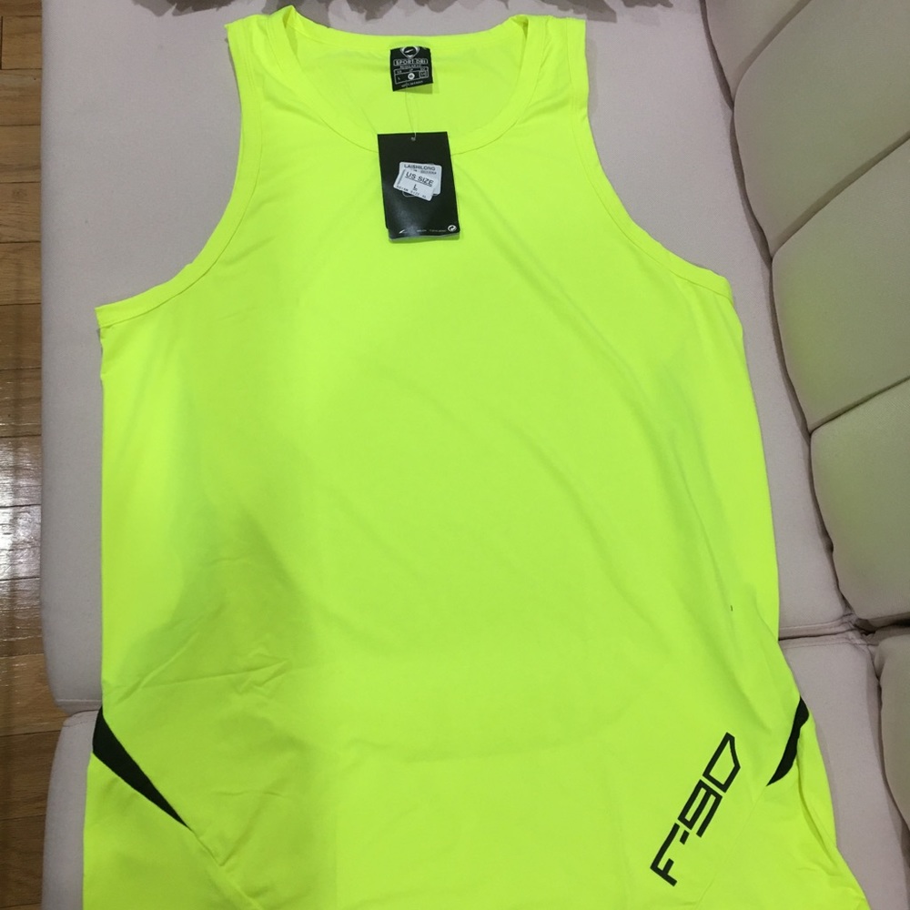 Jeansian men’s sport green yellow large Sleeveless